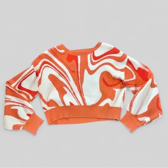 Altar’d State-orange and cream cropped sweater-size S-EUC - Picture 1 of 5